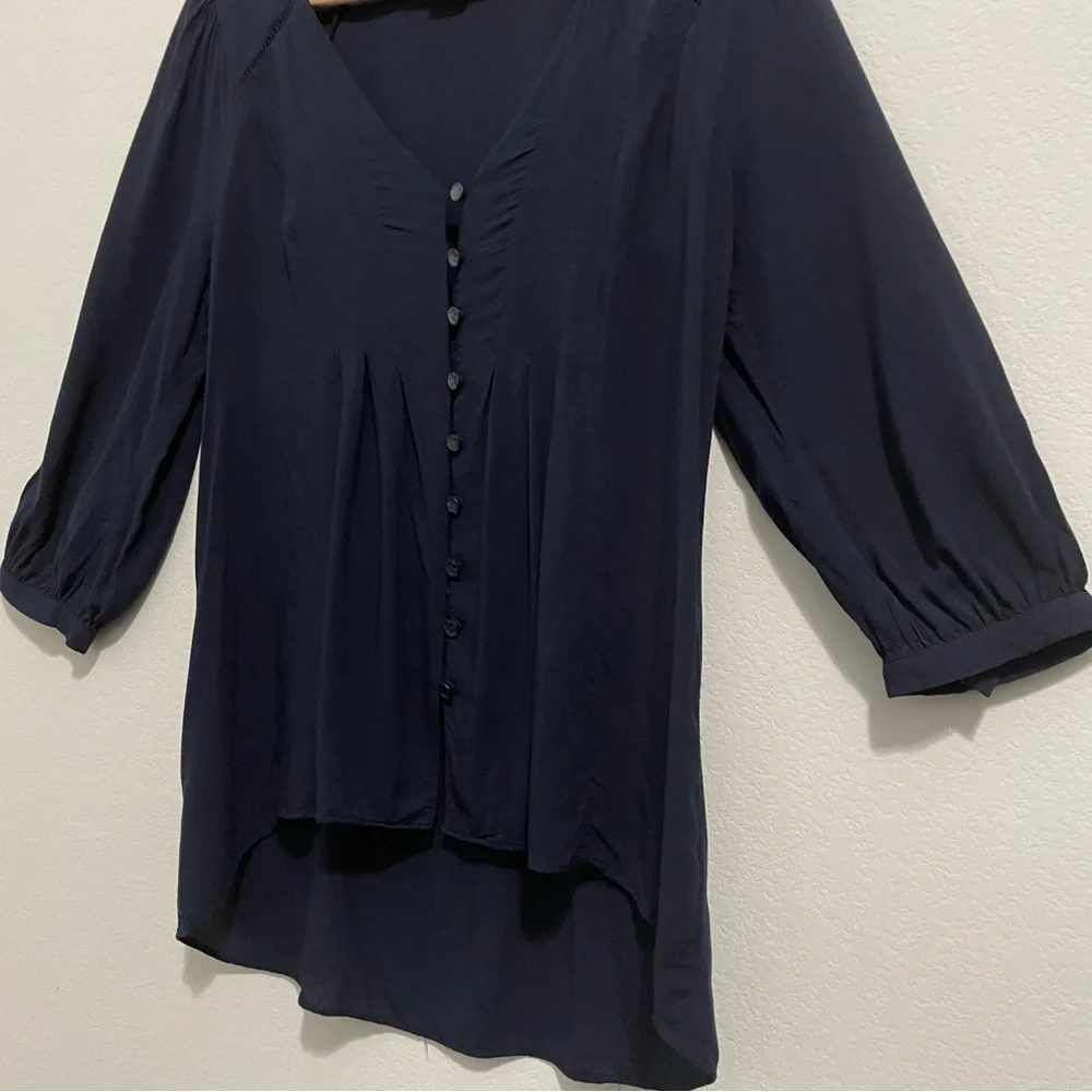 Anthropologie Vanessa Virginia Blouse Peasant Button Down High Low Womens 2 S XS - Picture 12 of 14